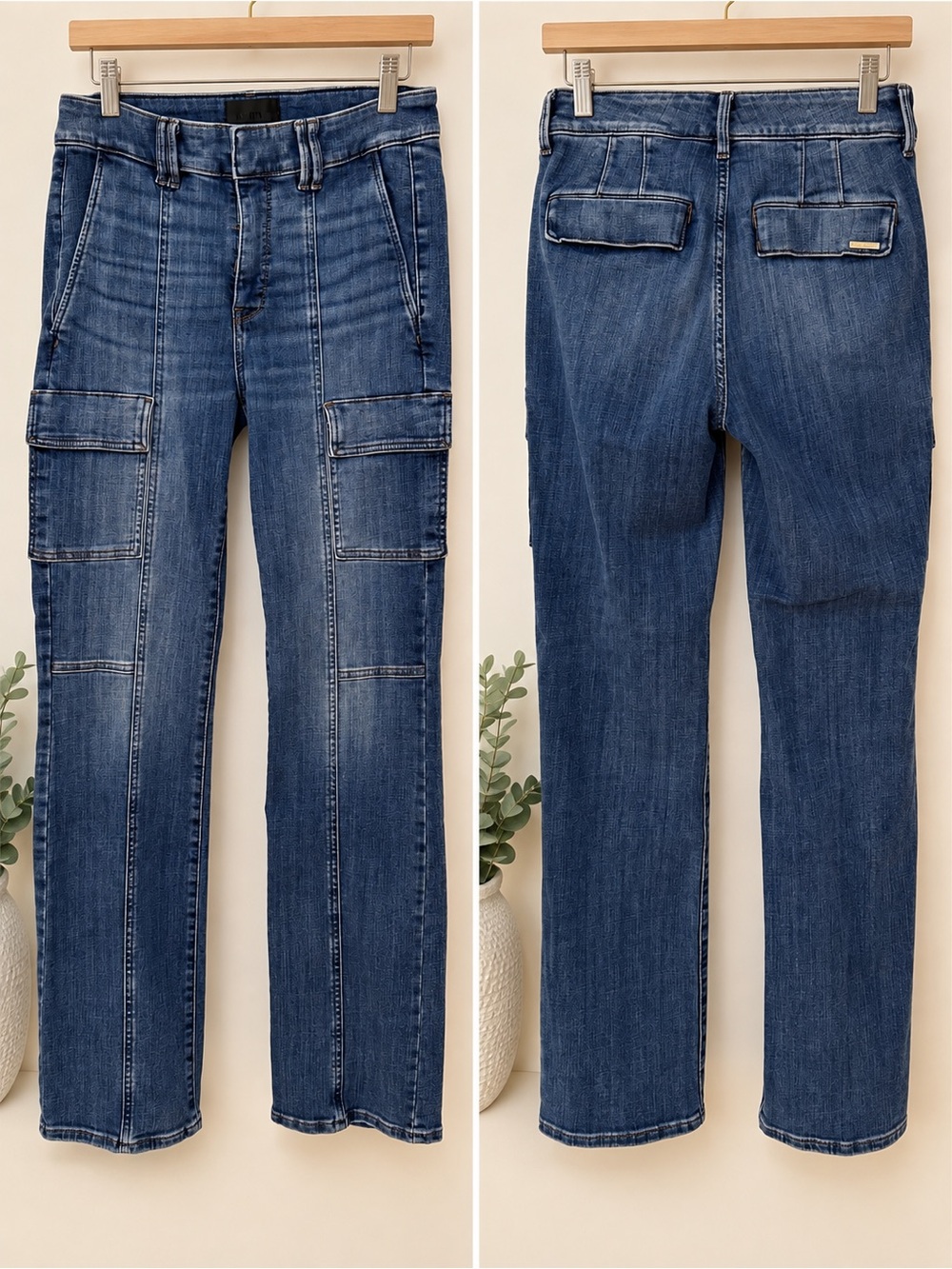 White House Black Market High Rise Boot Cargo Jeans — Size 4